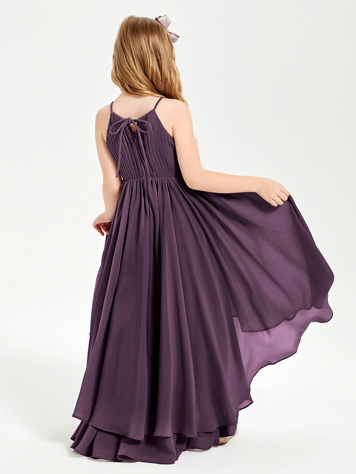 Asymmetrical Chiffon Junior Bridesmaid Dresses Plum